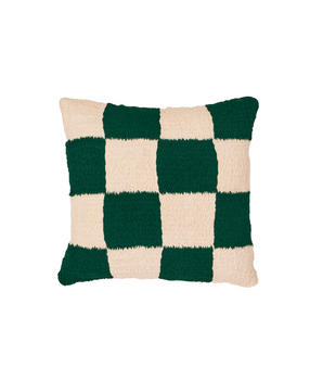 Cojin a Cuadros Tejido a Mano Verde