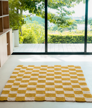 Alfombra Ajedrez Blanco y Amarillo