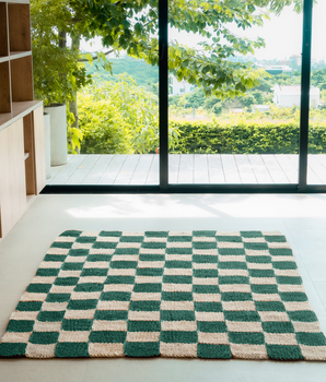 Alfombra Ajedrez Blanco y Verde
