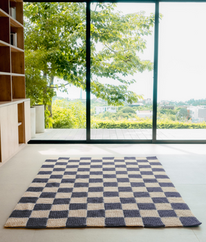 Alfombra Ajedrez Blanco y Azul