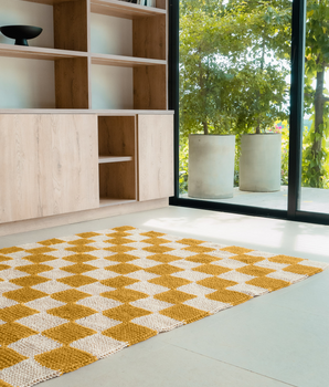 Alfombra Ajedrez Blanco y Amarillo