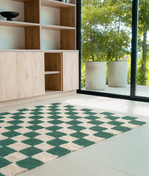 Alfombra Ajedrez Blanco y Verde