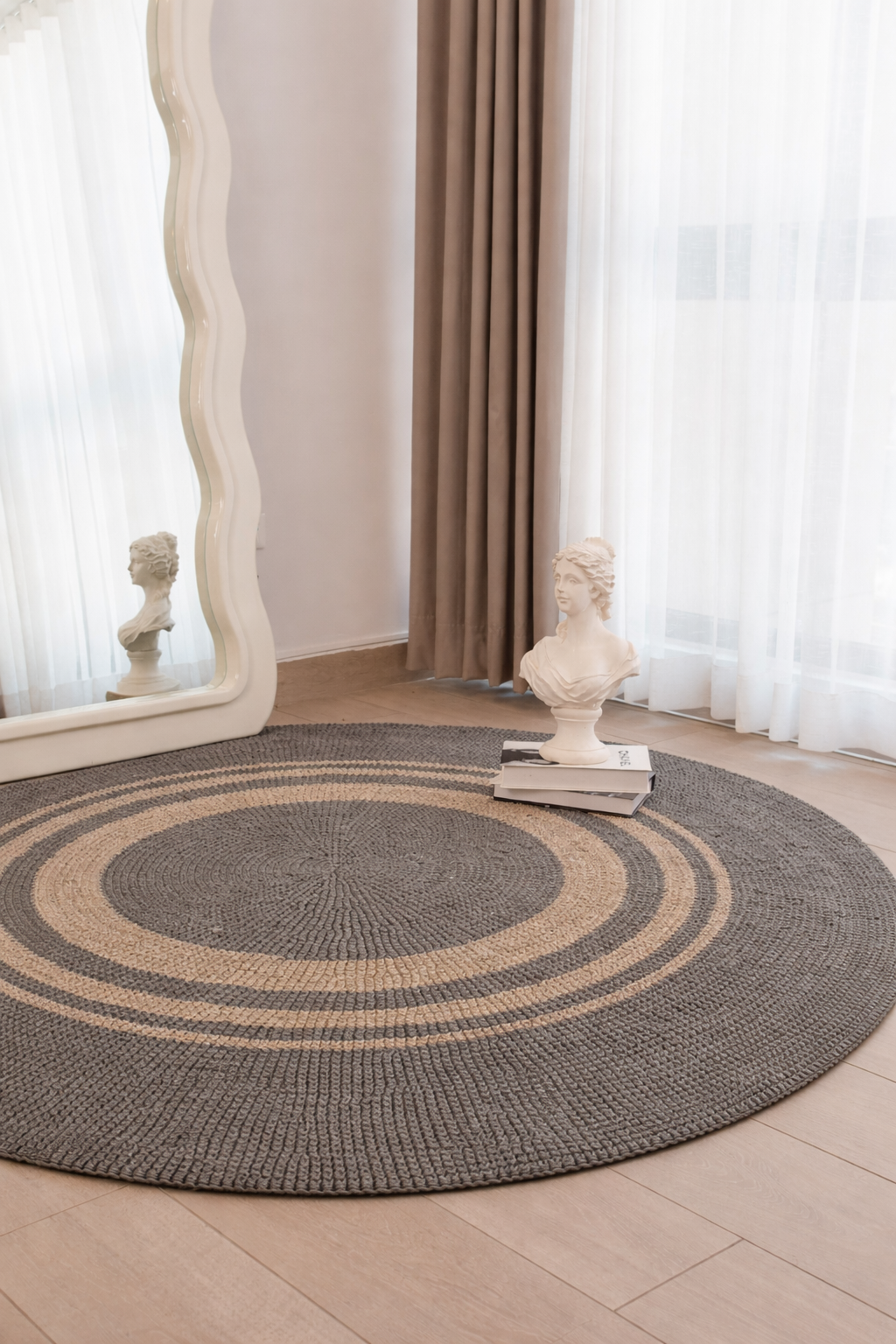 Alfombra Redonda Aros Gris