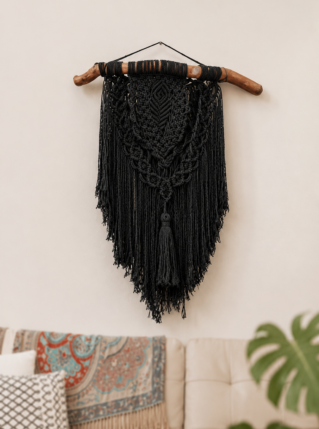 Tapiz en Macramé Shalom Negro