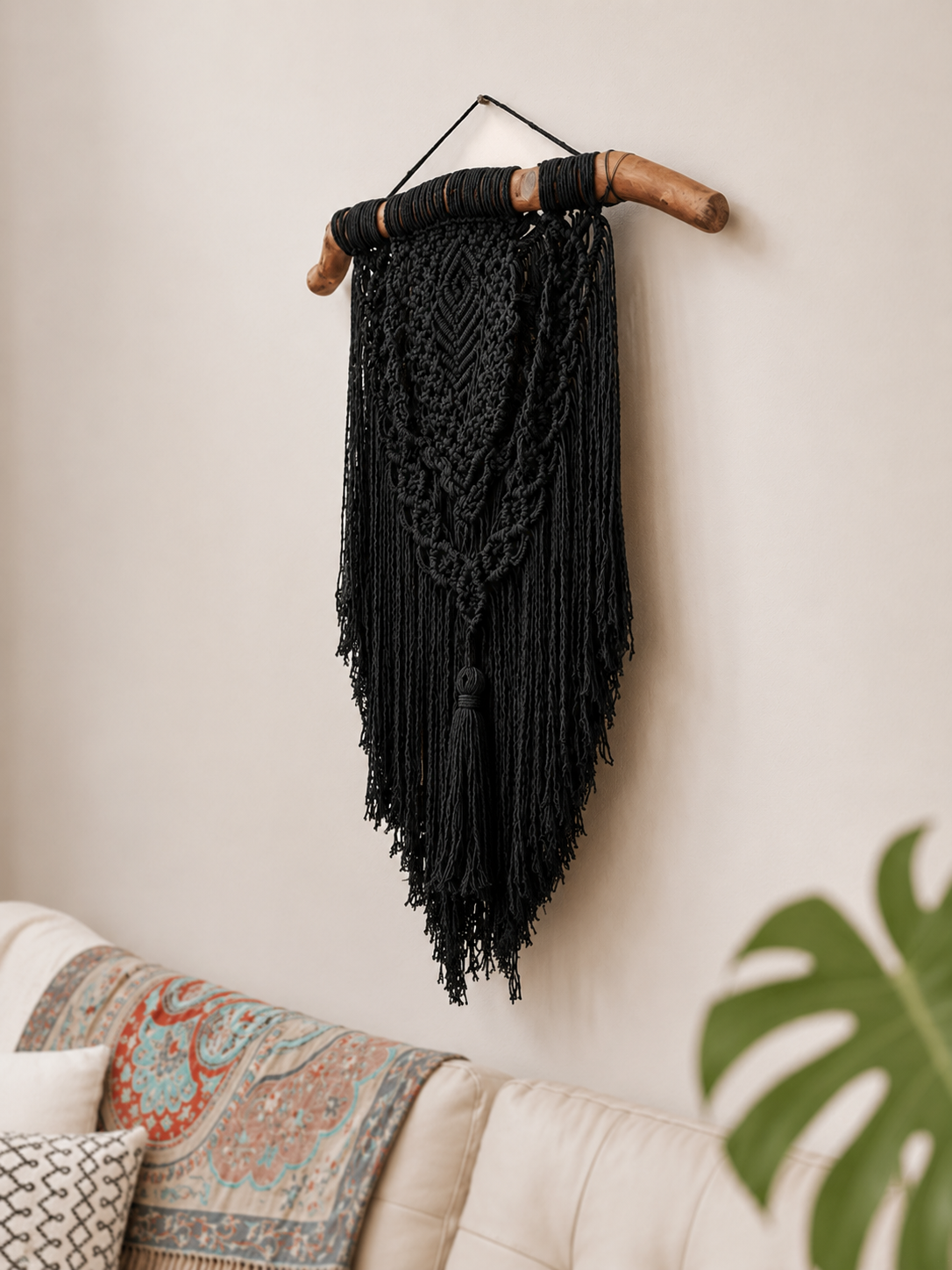 Tapiz en Macramé Shalom Negro