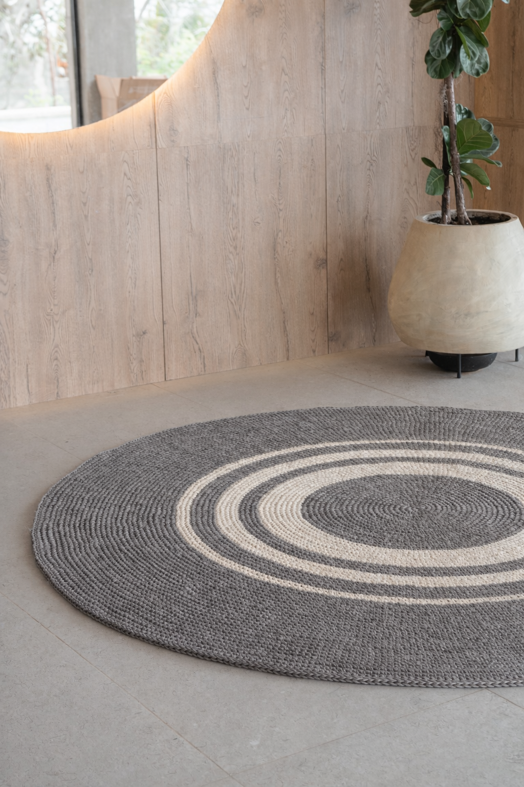 Alfombra Redonda Aros Gris