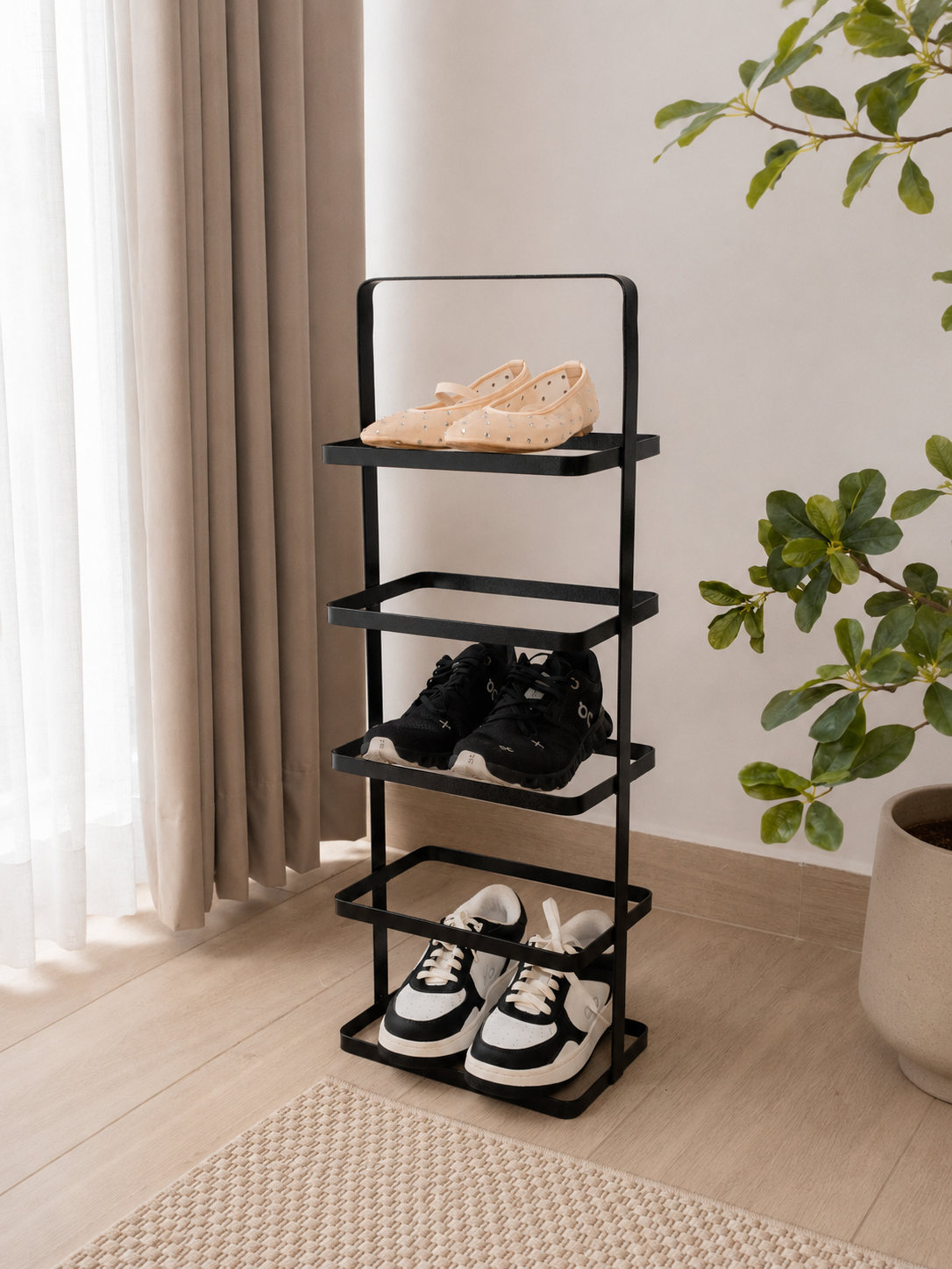 Zapatero Metálico Vertical Negro