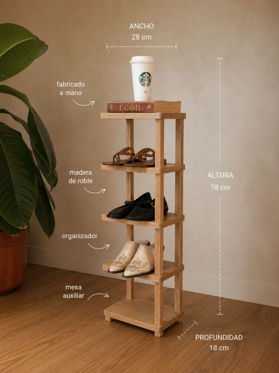 Zapatero Vertical en Madera
