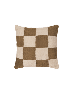 Cojin a Cuadros Tejido a Mano Beige