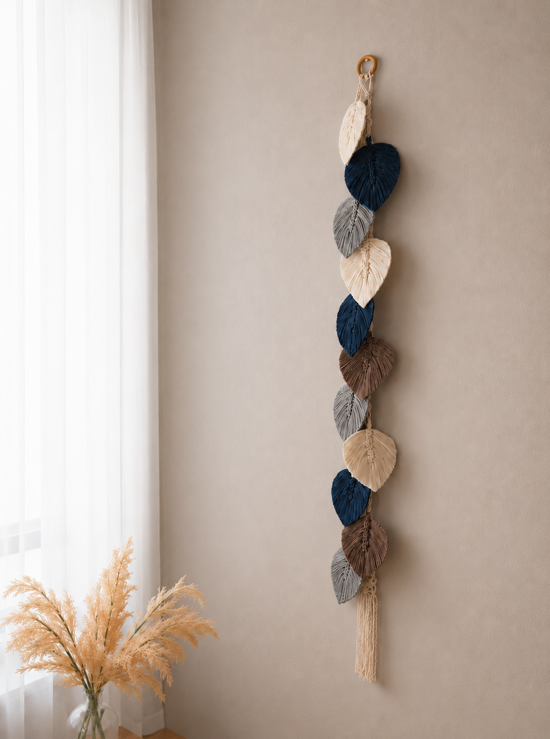 Tapiz en Macramé Yazmín Azul