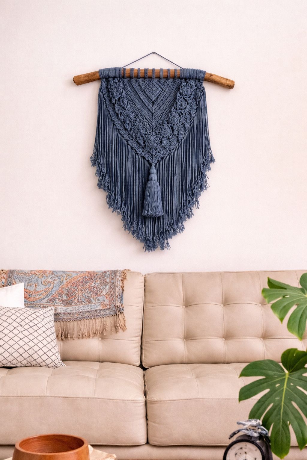 Tapiz en Macramé Shalom Azul