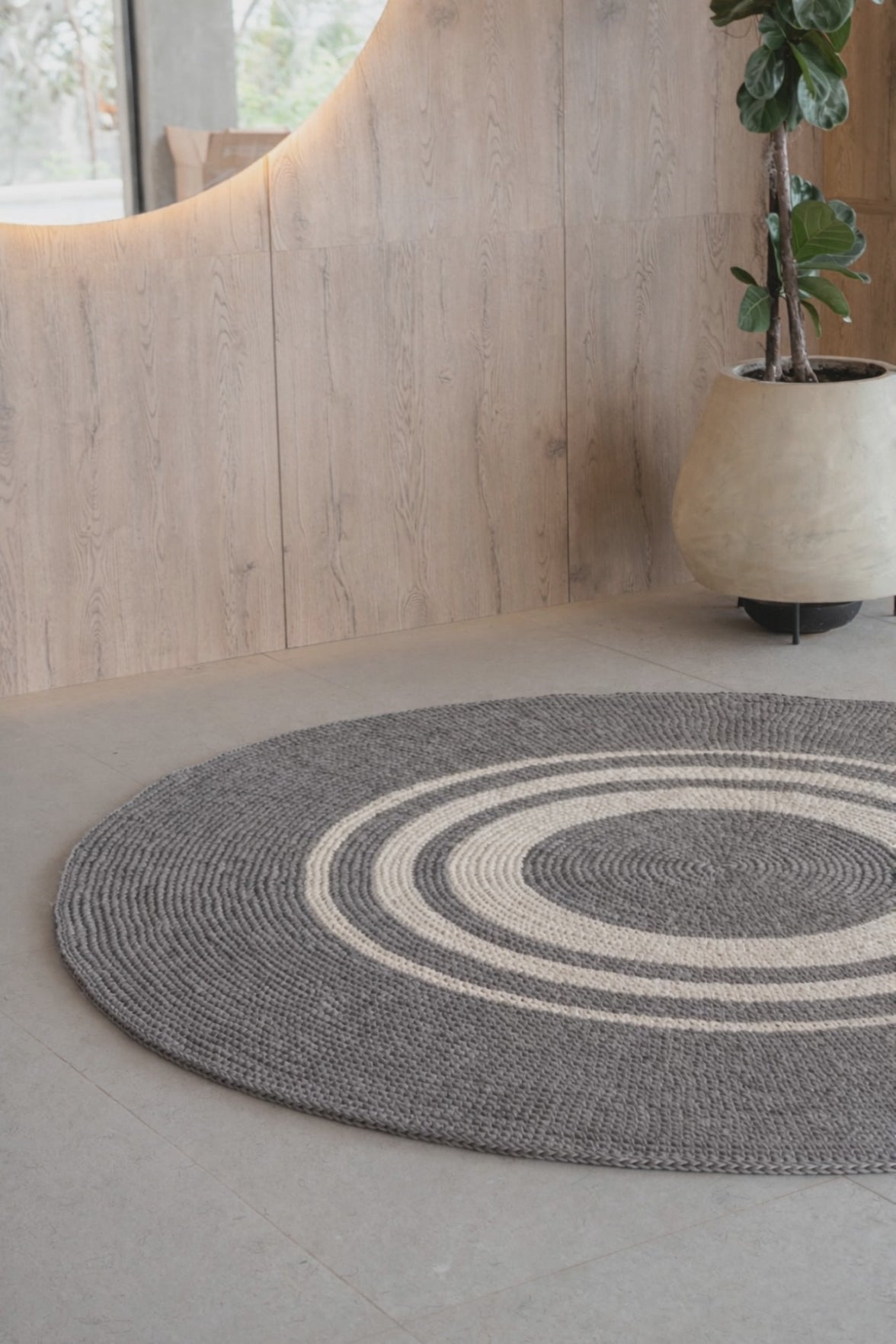 Alfombra Redonda Aros Gris